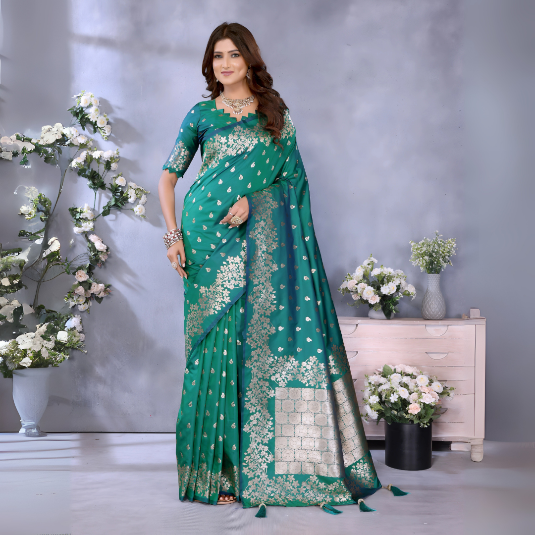 Green Gala Weaving Banarasi Silk Saree