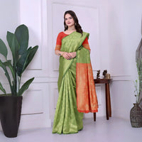 Green & Red Banarasi Work Banarasi Silk Saree