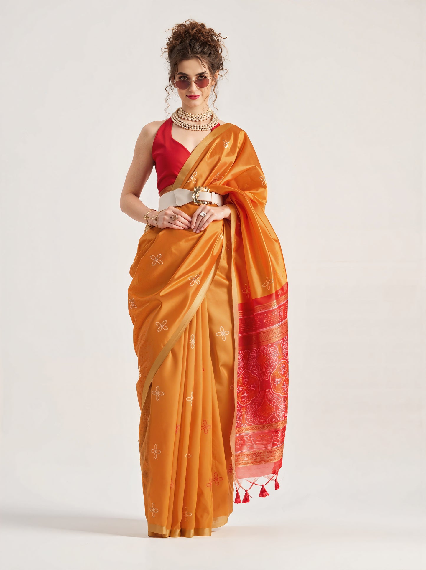 Orange Weaving Patola Silk Saree