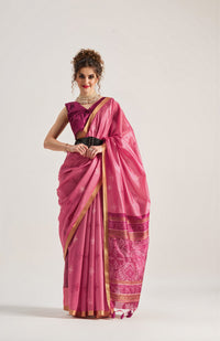Pink Weaving Patola Silk Saree