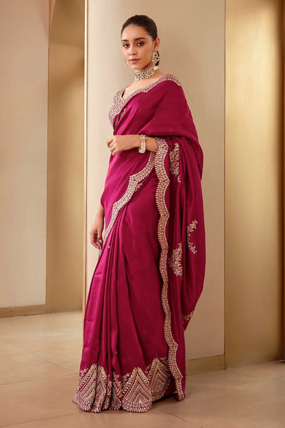 Vichitra Silk Embroidery Saree