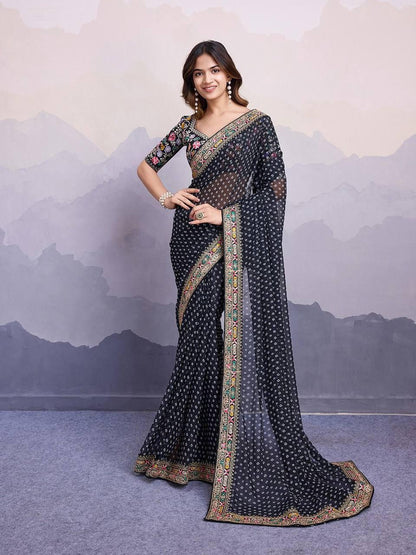 Georgette Sakhi Bandhej Saree