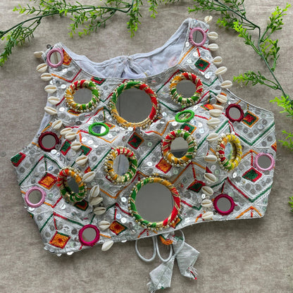 Real Mirror With Multi Thread Work Blouse