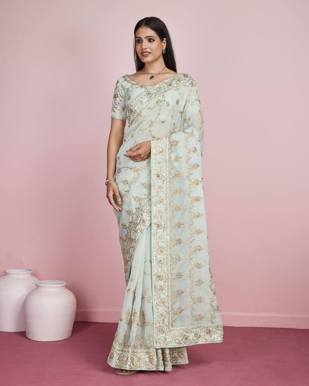 Soft Tabby Silk Organza Saree