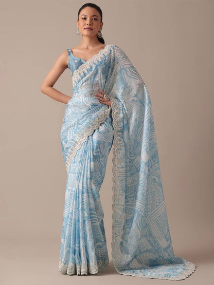 Soft Georgette Embroidery Saree