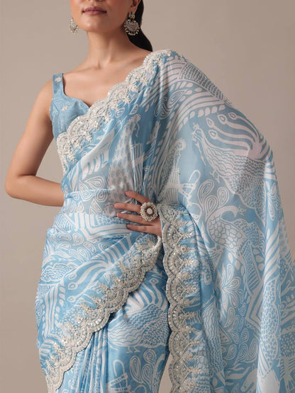 Soft Georgette Embroidery Saree