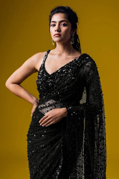 Sequins Black Saree