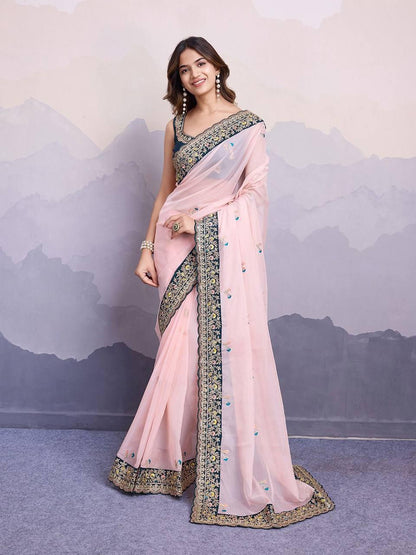 Soft Organza Sequins Saree