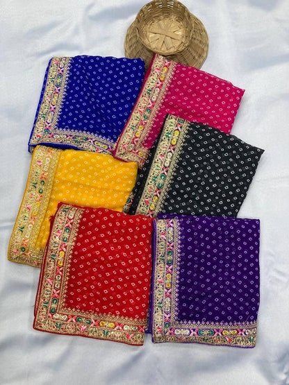 Georgette Sakhi Bandhej Saree