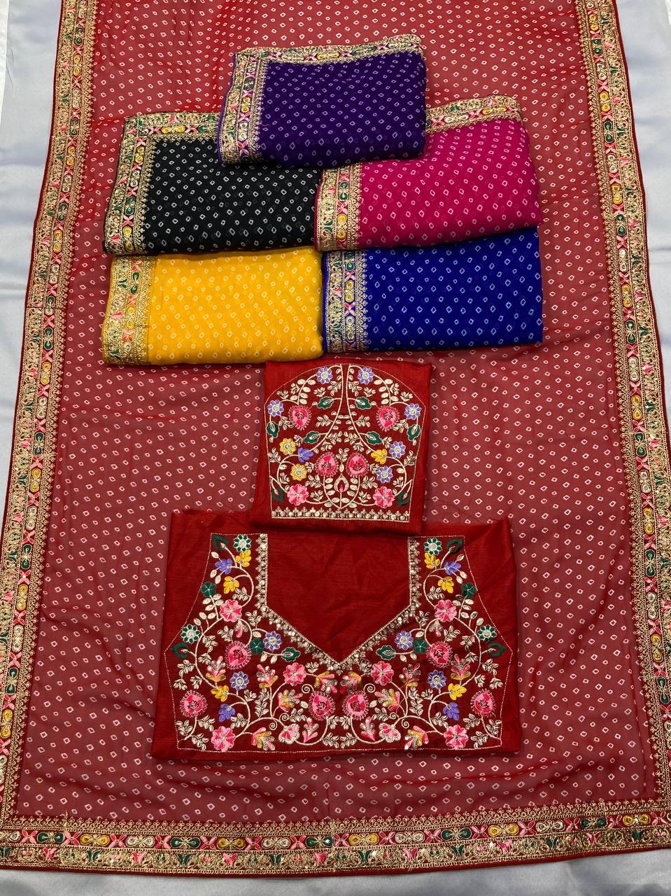 Georgette Sakhi Bandhej Saree