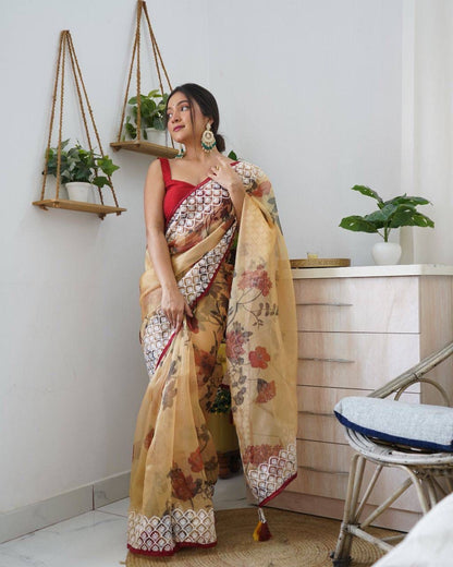 Organza Digital Floral Print Saree