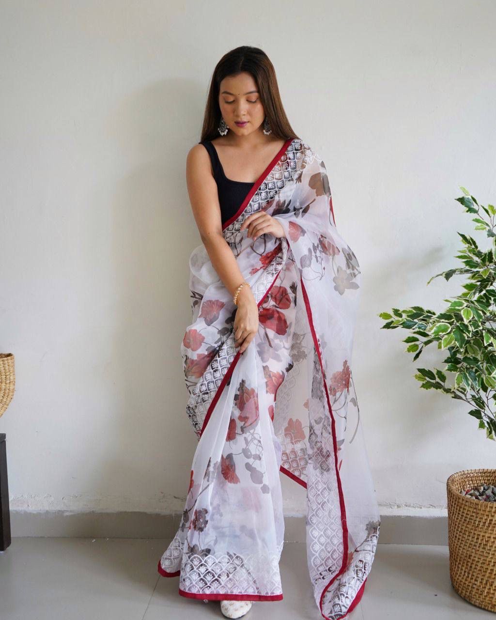 Organza Digital Floral Print Saree