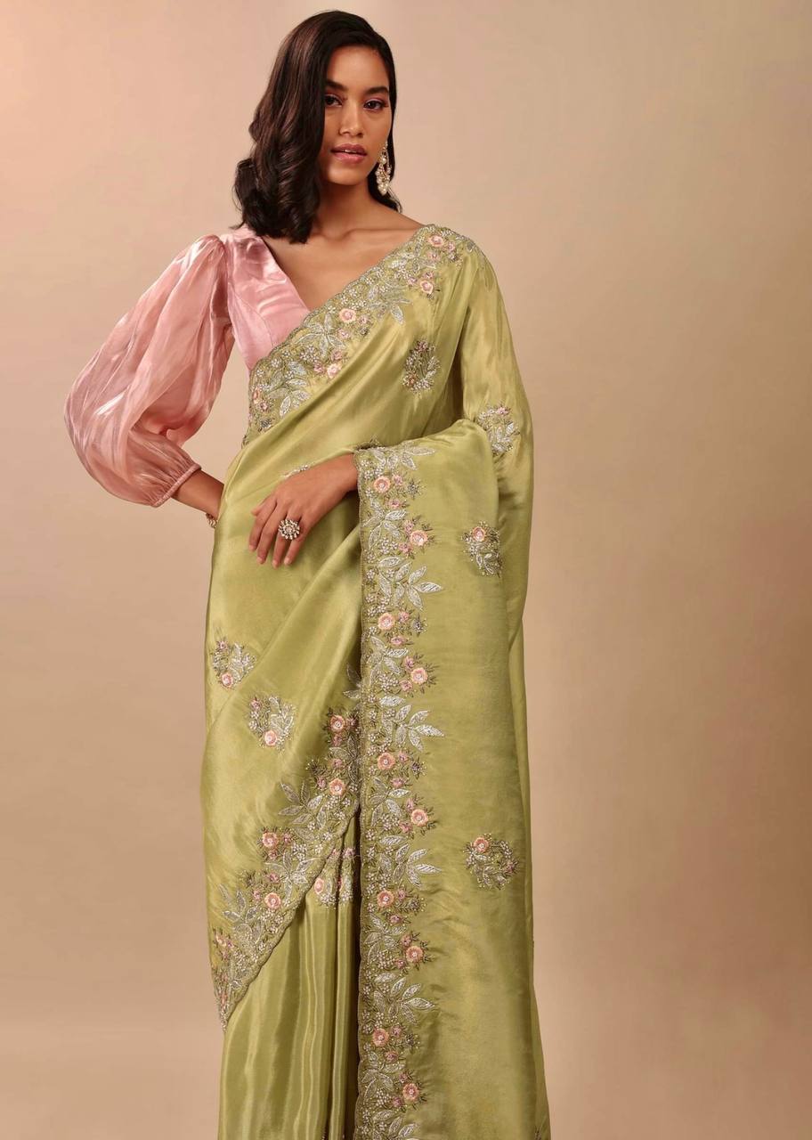 Chinnon Silk Embroidery Saree