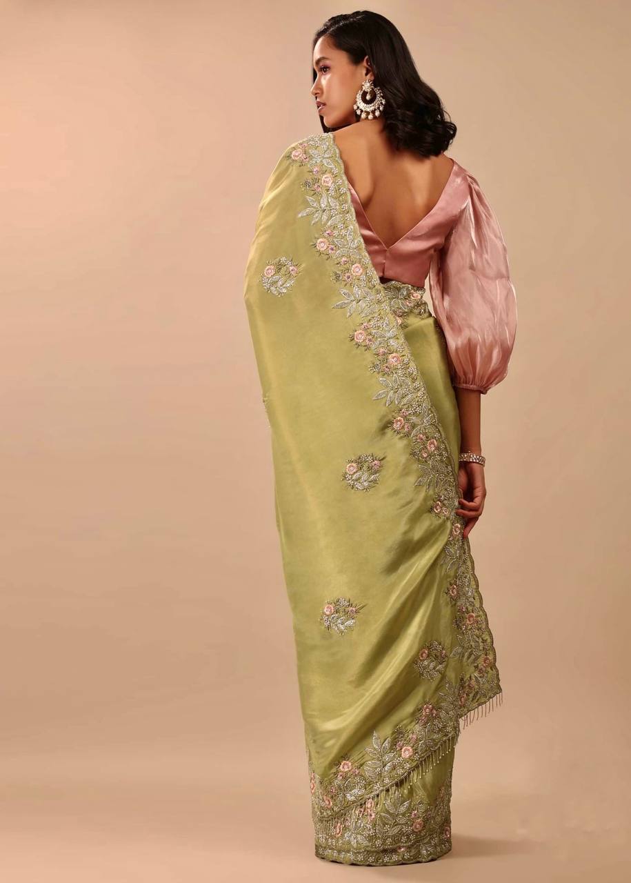 Chinnon Silk Embroidery Saree