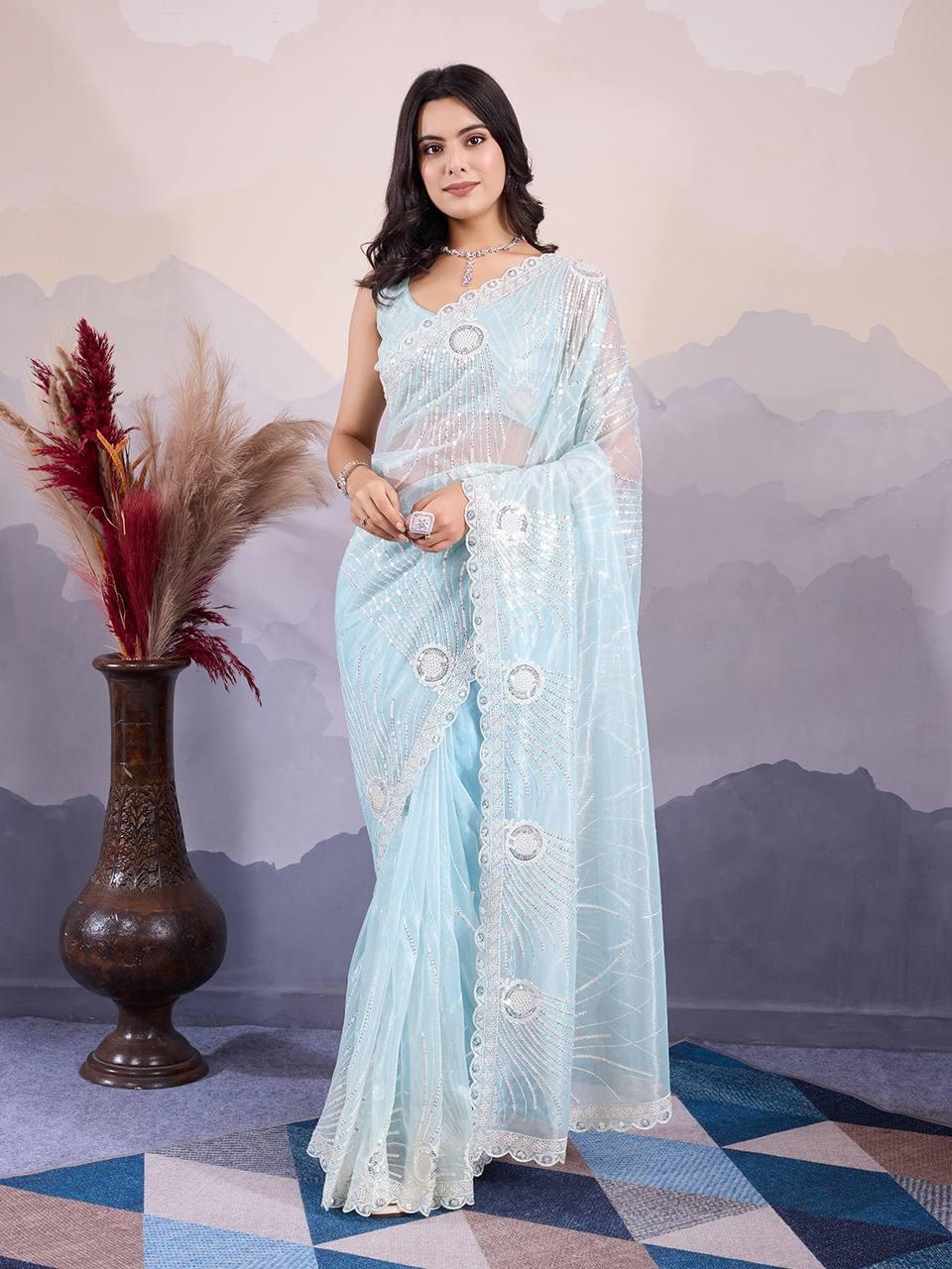 Party Wear Twill Net Saree