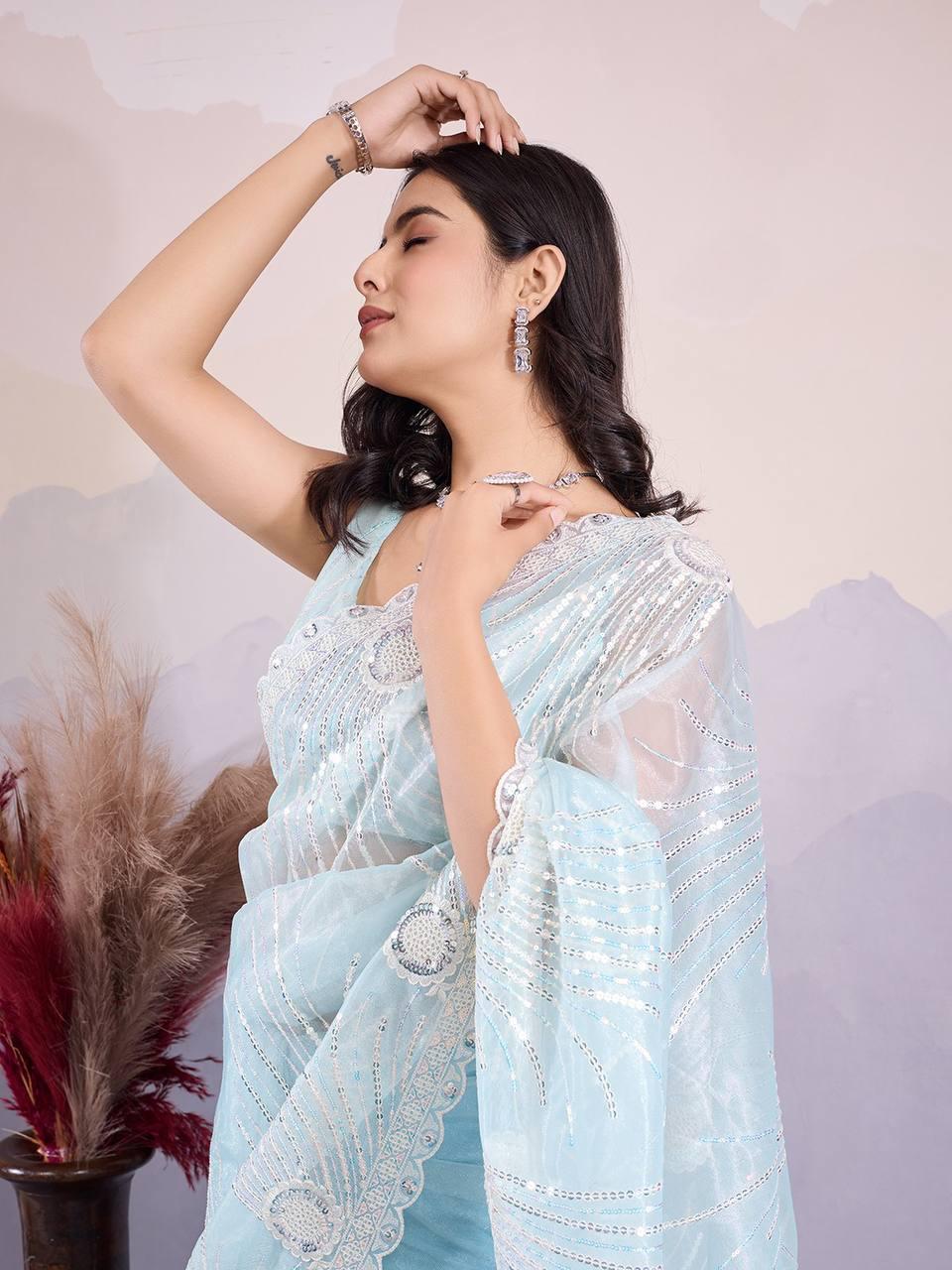 Party Wear Twill Net Saree