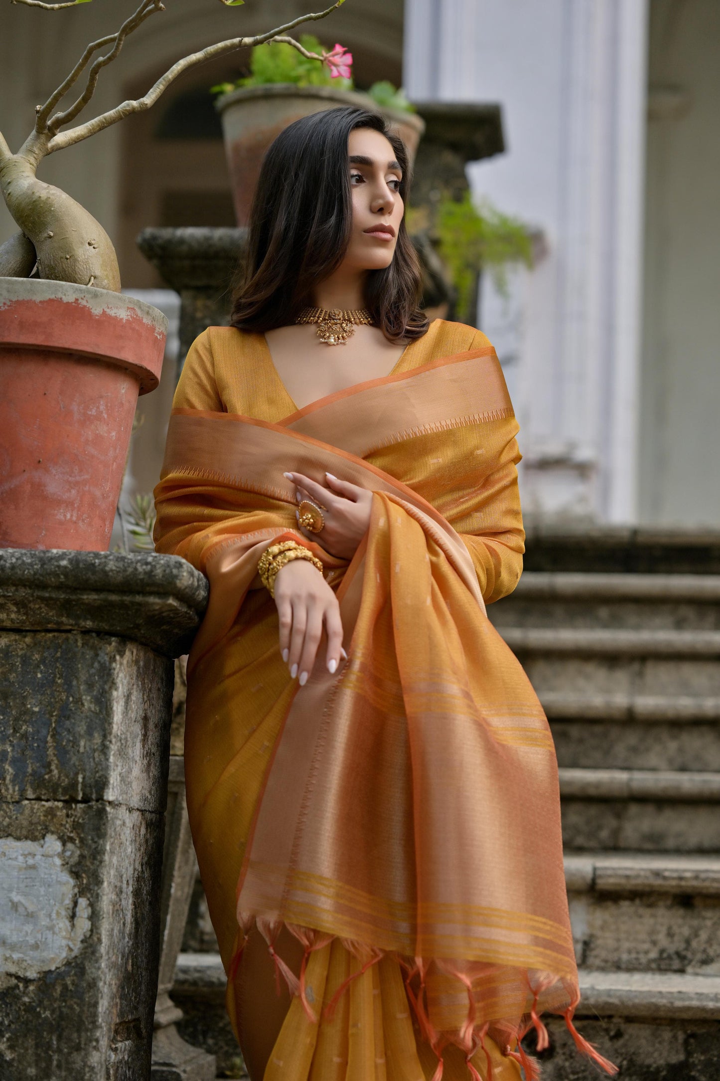 Yellow Zari Weaving Soft Silk Saree