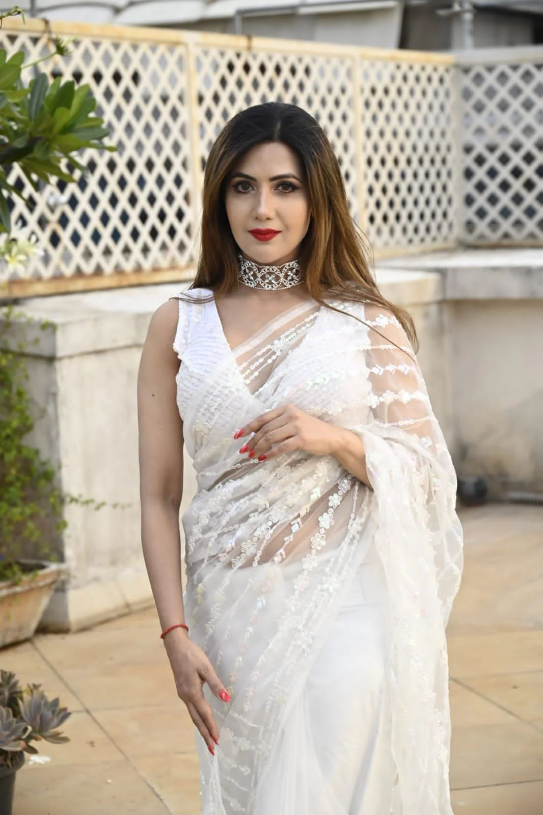 Elegant Soft Net Saree with Sequance Embroidery and Tussel Border