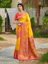 Yellow Weaving Pochampalli Soft Silk Saree