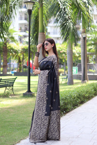 Black Traditional Weaving Banglori Raw Silk Saree