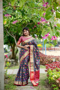 Blue Zari Work Soft Banarasi Silk Saree