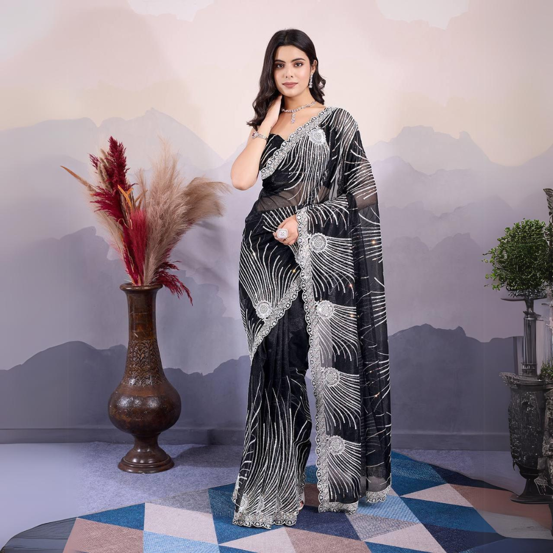 Party Wear Twill Net Saree