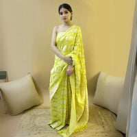 Lime Jacquard Work Soft Lichi Silk Saree