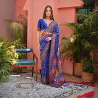 Navy Blue Kashmiri Jal Weaving Soft Pashmina Silk Saree