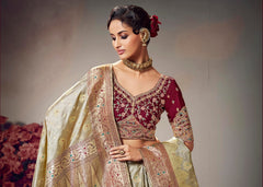 Gold Embroidery Work Satin Silk Saree