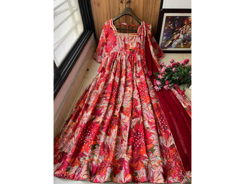 Muslin Cotton Digital Print Gown