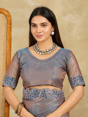 Brown Swarovski Work Fendy Soft Net Saree