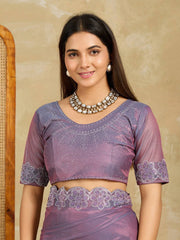 Lavender Fendy Soft Net Swarovski Work Saree