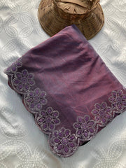 Lavender Fendy Soft Net Swarovski Work Saree