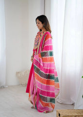 Dark Pink Embroidery Sequins With Mirror Work Khadi Cotton Suit