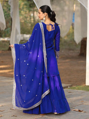 Blue Embroidery Georgette Suit