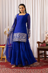 Blue Embroidery Georgette Suit