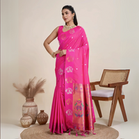Pink Zari Weaving Soft Silk Saree