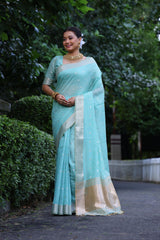 Give me seo optimized image file name and alt text for the given image and do not give file extension like".jpg" and no inverted commas take all this in consideration Design: Floral Embroidery. Color: Powerd Blue.