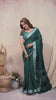 Dark Green Zari Border Soft Linen Cotton Saree