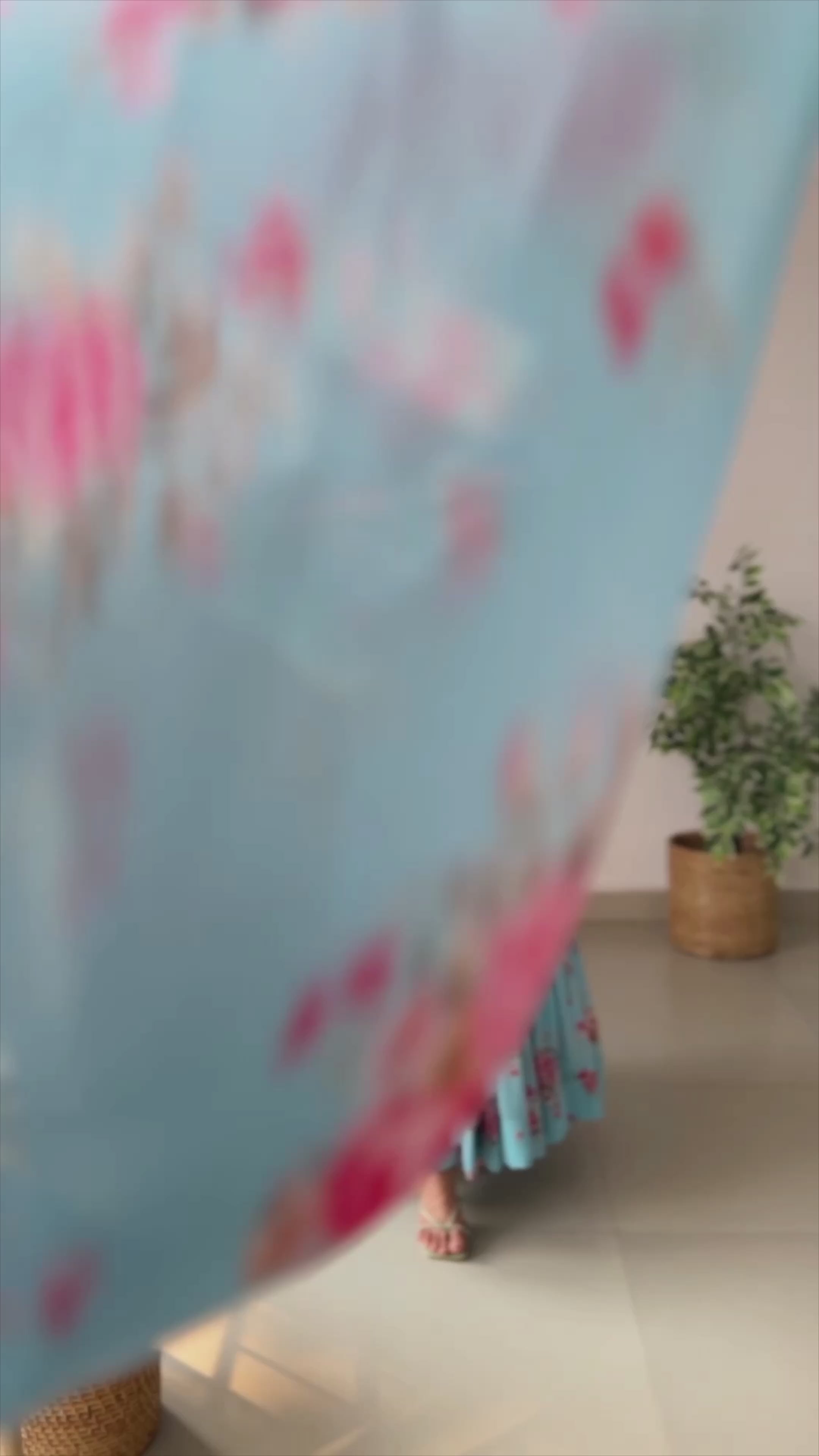 Sky Blue Floral Printed Fox Georgette Suit