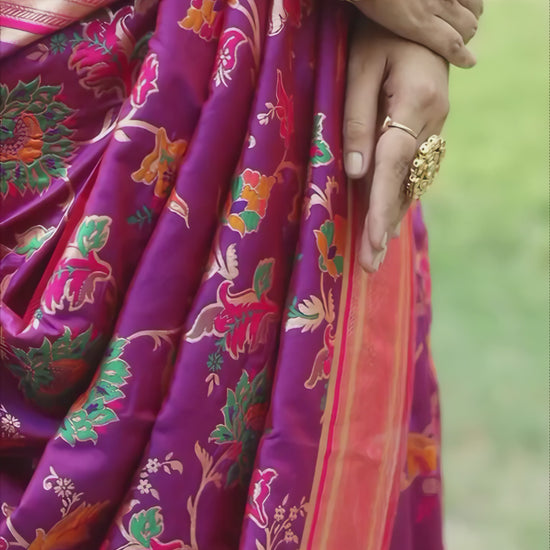 floral-silk-saree-pink-blouse-garden-path
