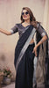 Black Zari Border Soft Linen Cotton Saree