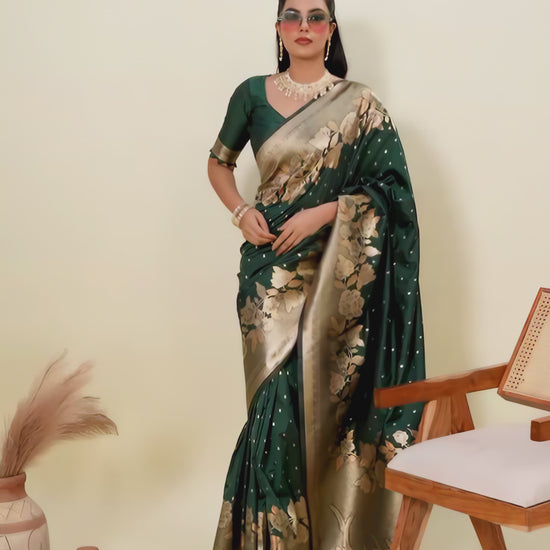 green-banarasi-silk-saree-gold-floral-modern-studio