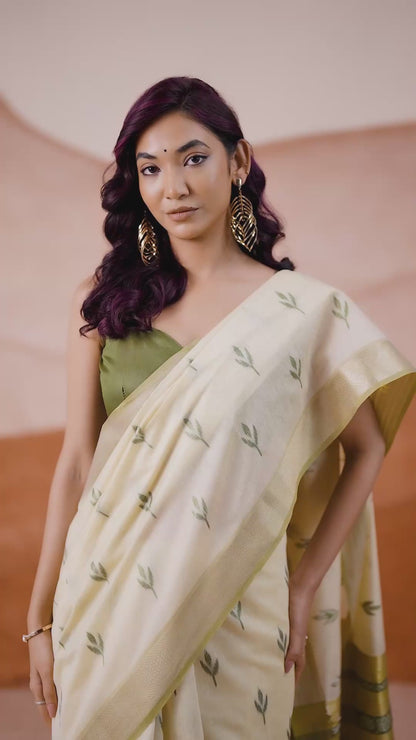 Green Zari Weaving Cotton Saree