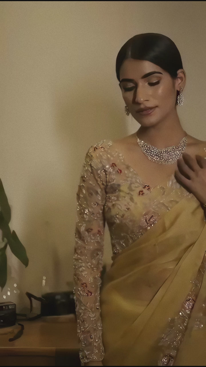 yellow-silk-embroidered-saree-woman-studio