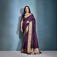 Purple Zari Weaving Banarasi Raw Silk Saree