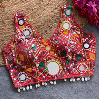 Red Soft Silk Embroidery with Mirror Work Blouse