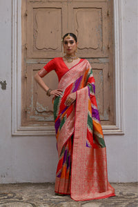 Red Kadwa Style Weaving Soft Banarasi Silk Saree