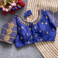 Blue Zari Work Silk Blouse