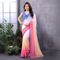 Multicolour Printed Georgette Silk Saree
